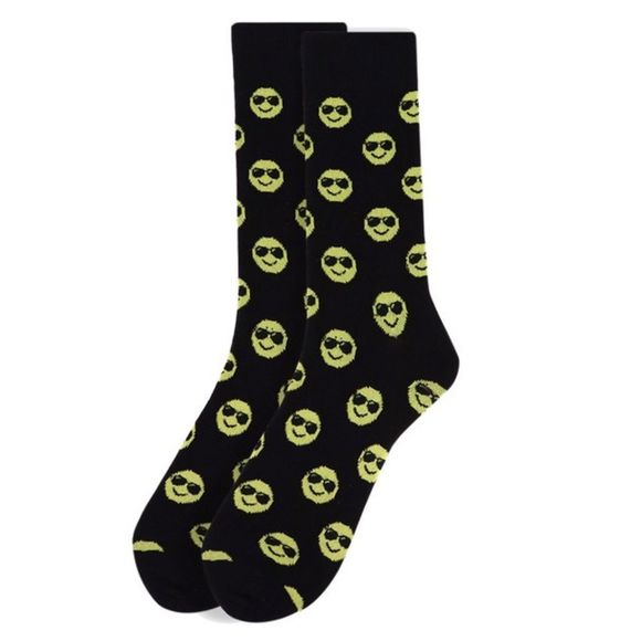 Men's Crew Socks -Smiley Face- Cool- NWT - Picture 1 of 7